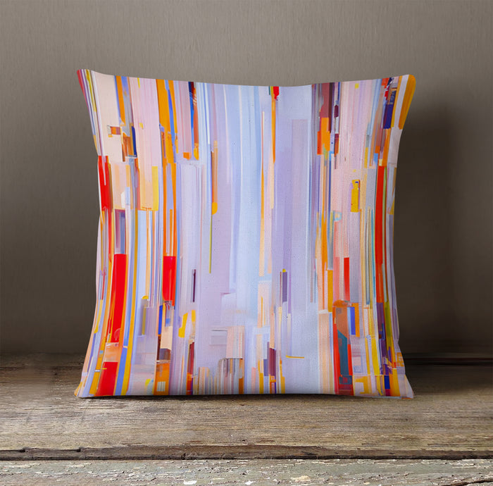 Multicolor Vertical Pixel Stripe Pattern Throw Pillow Cover