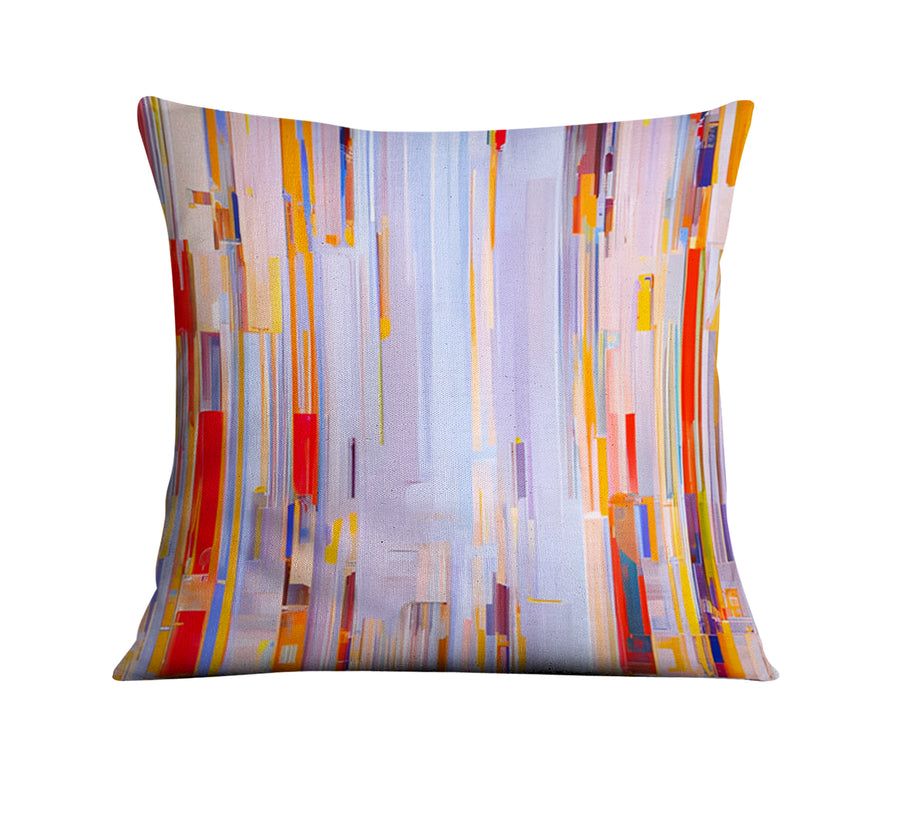 Multicolor Vertical Pixel Stripe Pattern Throw Pillow Cover