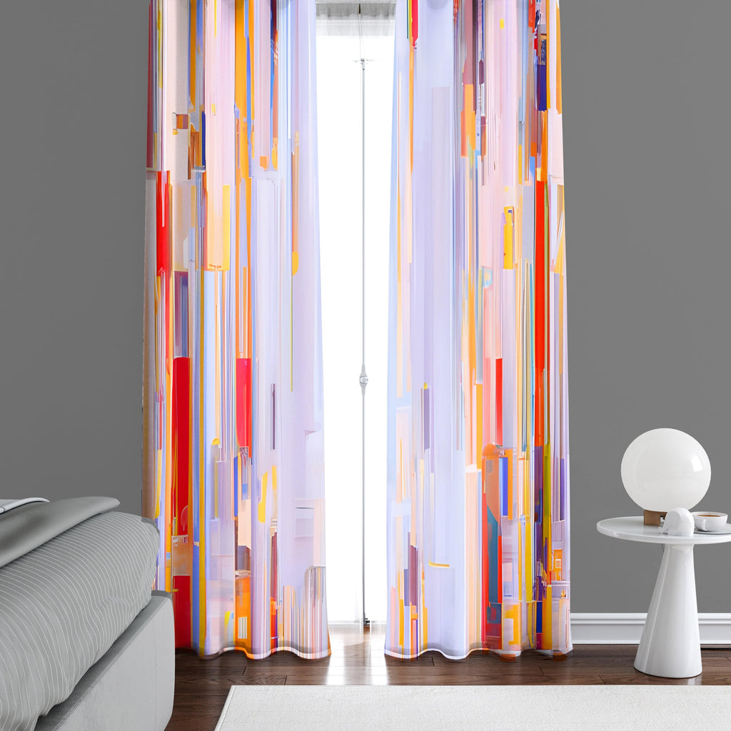 Abstract Striped Window Curtains - Purple Broken Vertical Stripe Design - Deja Blue Studios