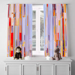 Abstract Striped Window Curtains - Purple Broken Vertical Stripe Design - Deja Blue Studios