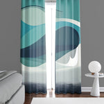 Abstract Window Curtains - Blue and Gray Swirl Tree - Deja Blue Studios