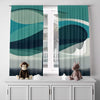 Abstract Window Curtains - Blue and Gray Swirl Tree - Deja Blue Studios