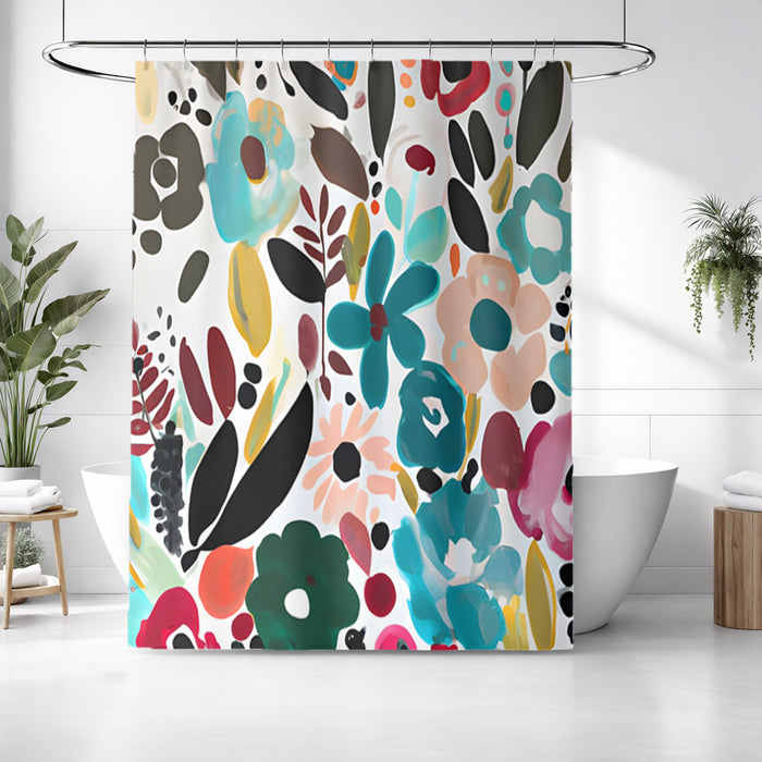 Multicolor Floral Botanical Pattern Shower Curtain