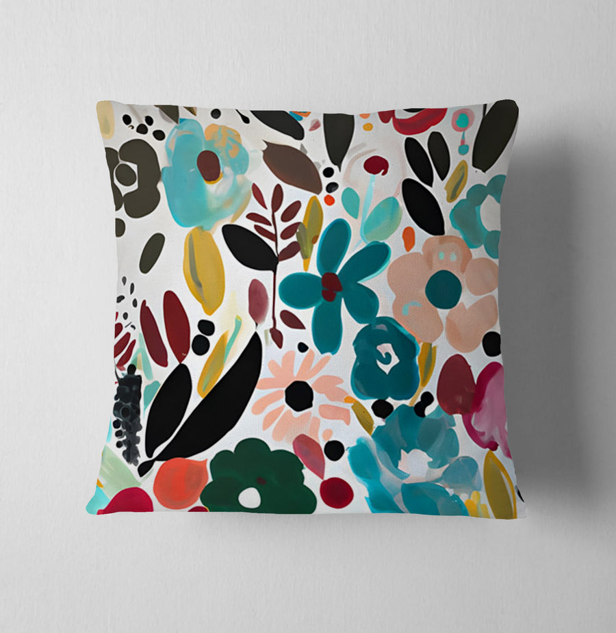 Multicolor Floral Botanical Pattern Throw Pillow Cover