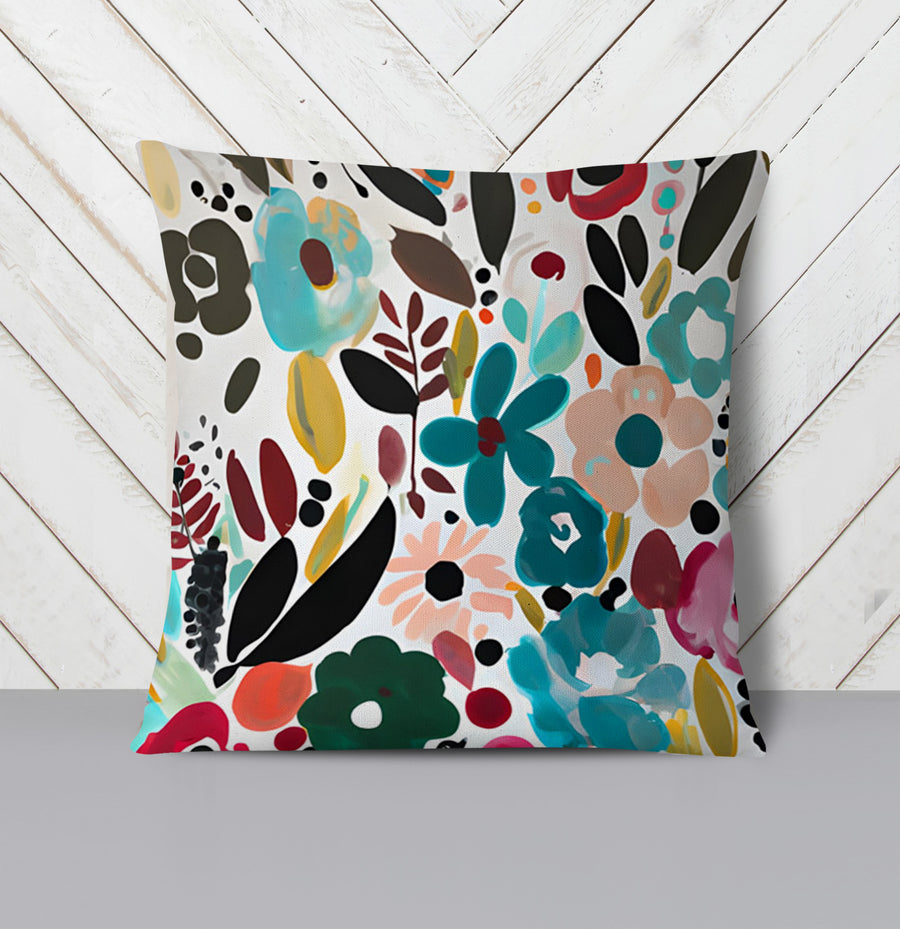 Multicolor Floral Botanical Pattern Throw Pillow Cover