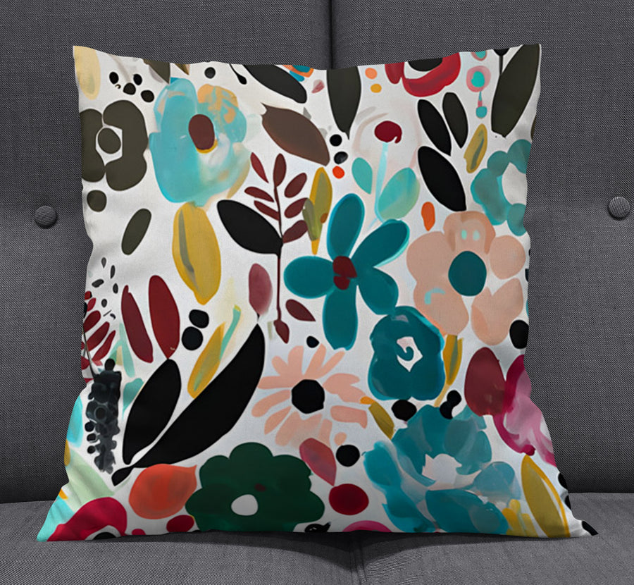 Multicolor Floral Botanical Pattern Throw Pillow Cover