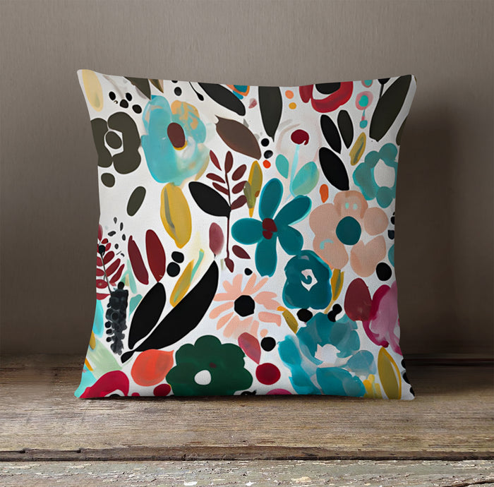 Multicolor Floral Botanical Pattern Throw Pillow Cover