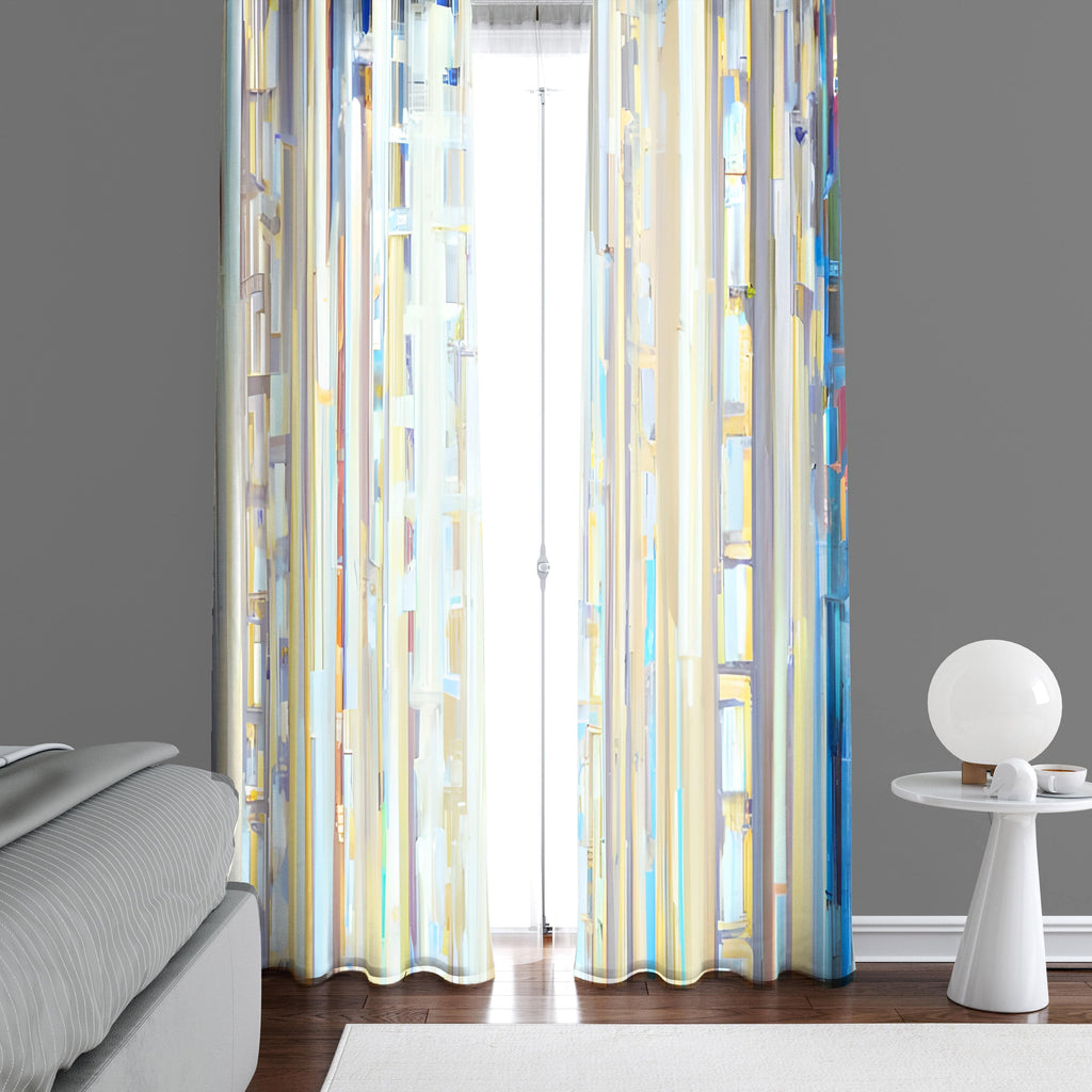 Abstract Striped Window Curtains - Light Color Broken Stripes Pattern - Deja Blue Studios