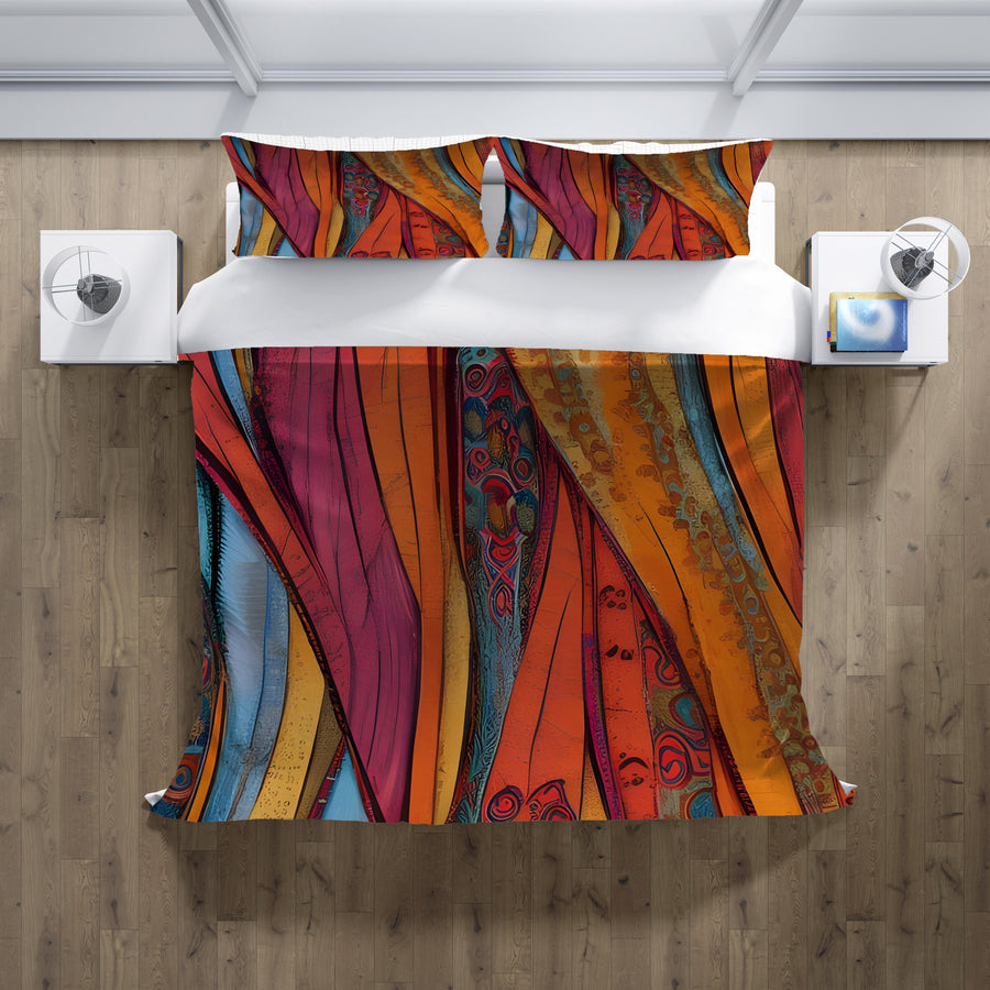 Red and Orange Textile Abstract Pattern Duvet Cover