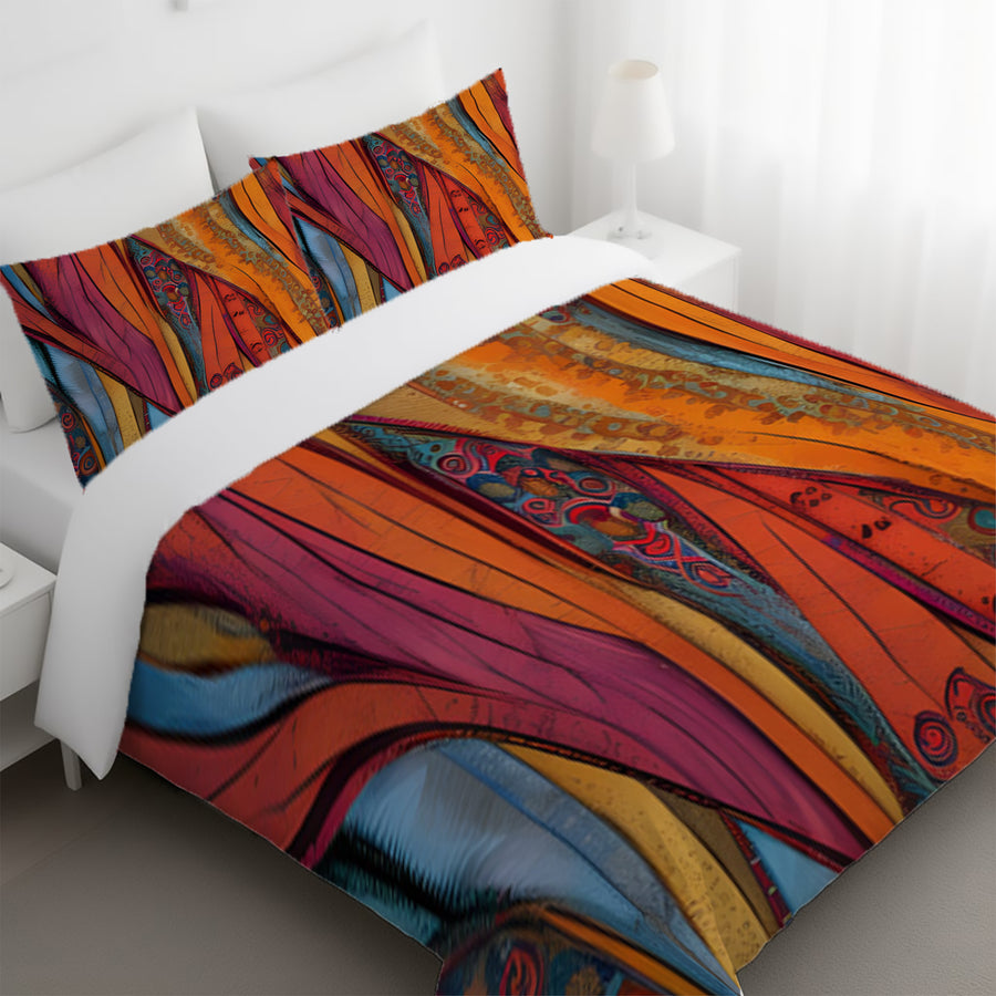 Red and Orange Textile Abstract Pattern Duvet Cover