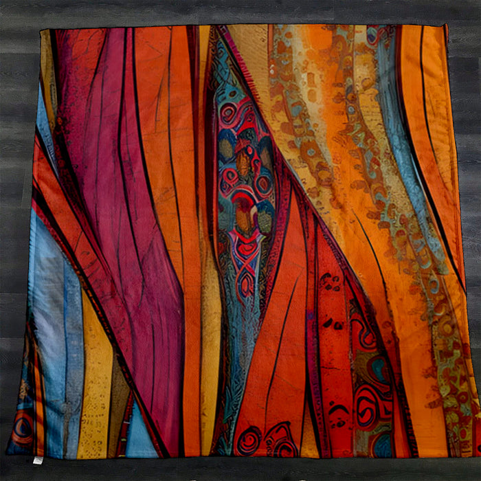 Red and Orange Textile Abstract Pattern Fleece Sherpa Blanket