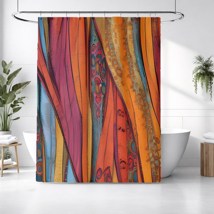 Red and Orange Textile Abstract Pattern Shower Curtain