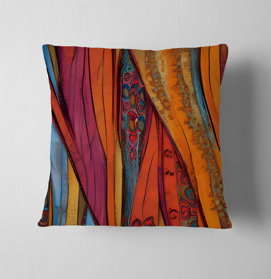 Red and Orange Textile Abstract Pattern Throw Pillow Cover