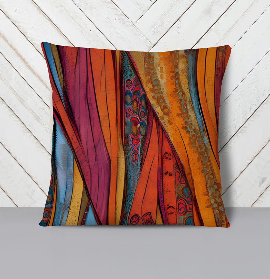 Red and Orange Textile Abstract Pattern Throw Pillow Cover