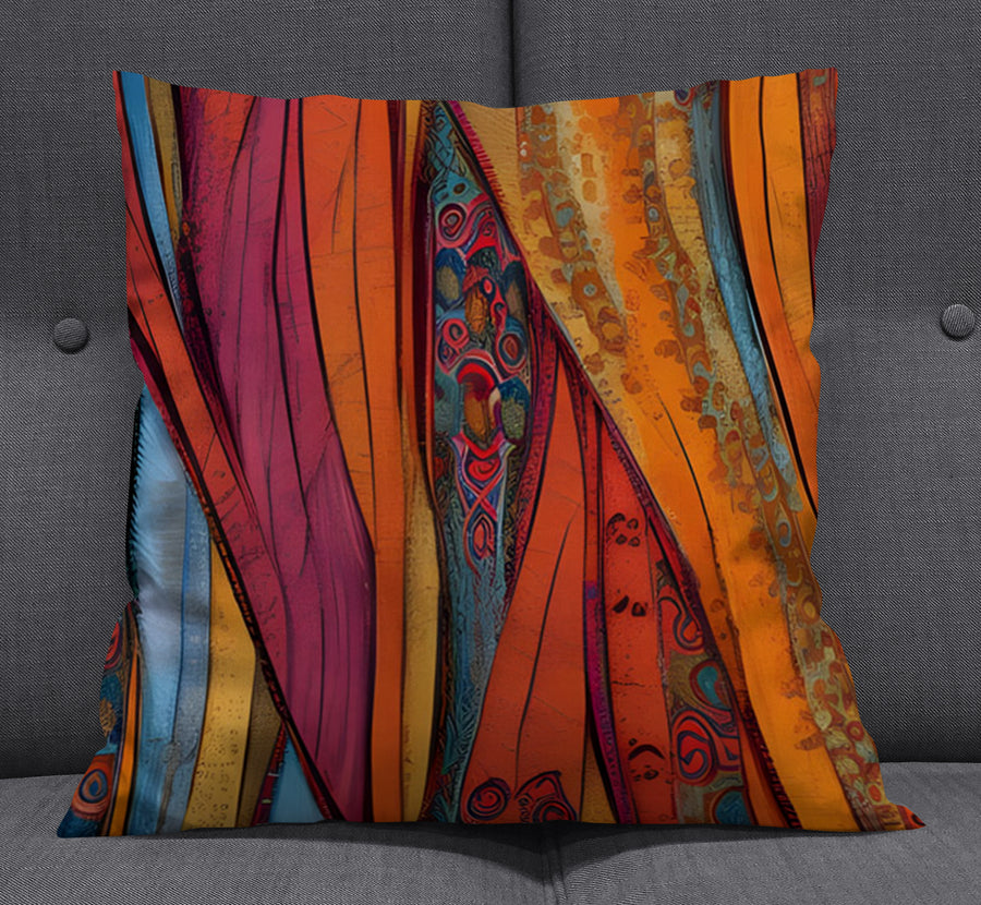 Red and Orange Textile Abstract Pattern Throw Pillow Cover