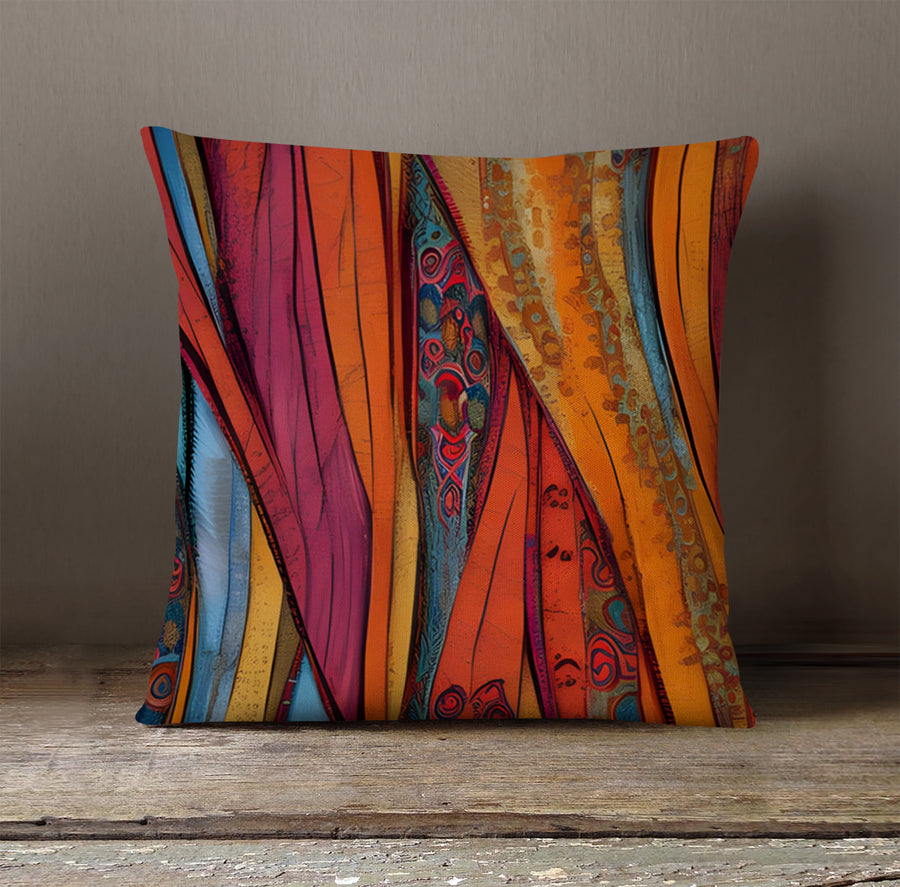 Red and Orange Textile Abstract Pattern Throw Pillow Cover