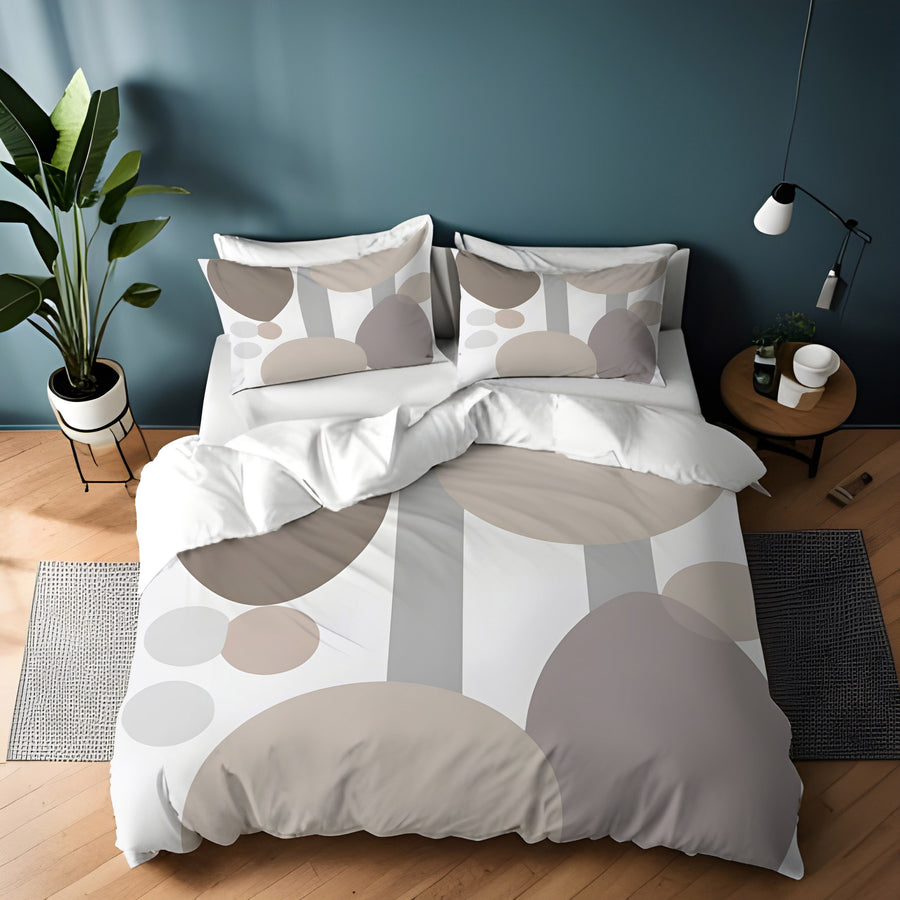 Gray Circle Minimalist Shapes Pattern Duvet Cover