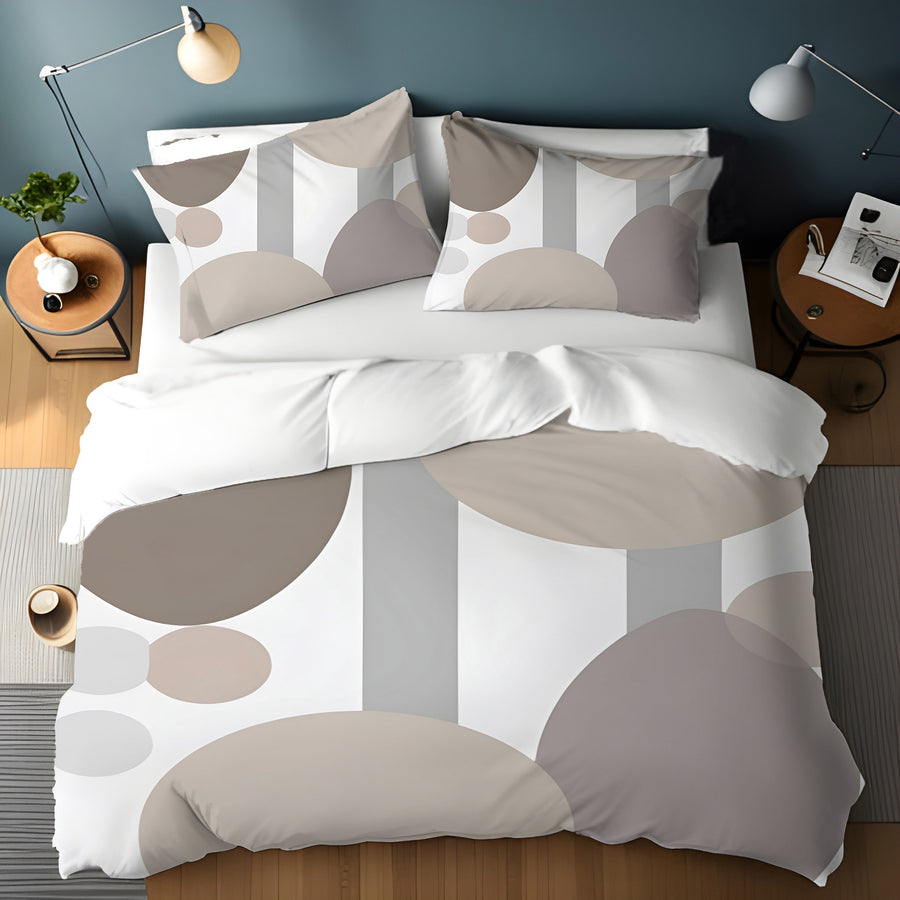 Gray Circle Minimalist Shapes Pattern Duvet Cover