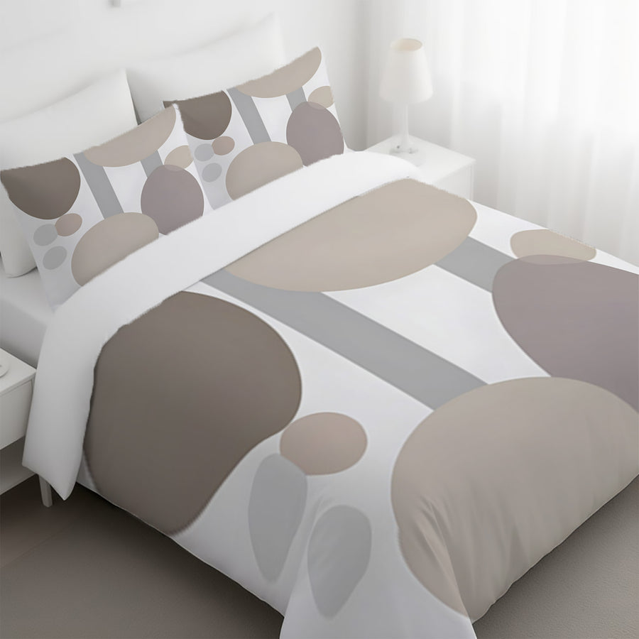 Gray Circle Minimalist Shapes Pattern Duvet Cover