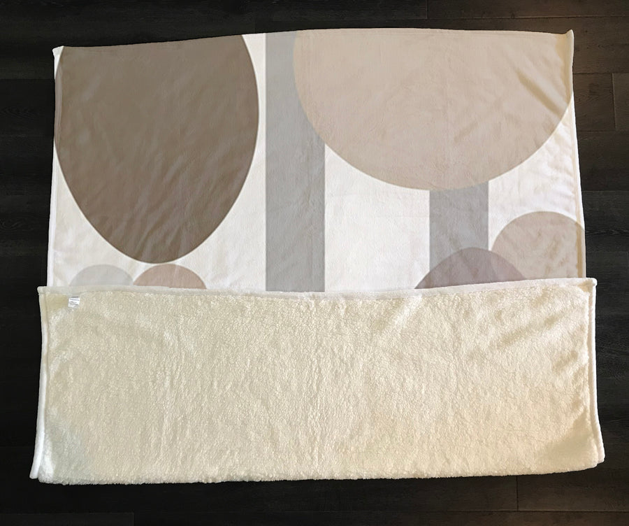 Gray Circle Minimalist Shapes Pattern Fleece Sherpa Blanket