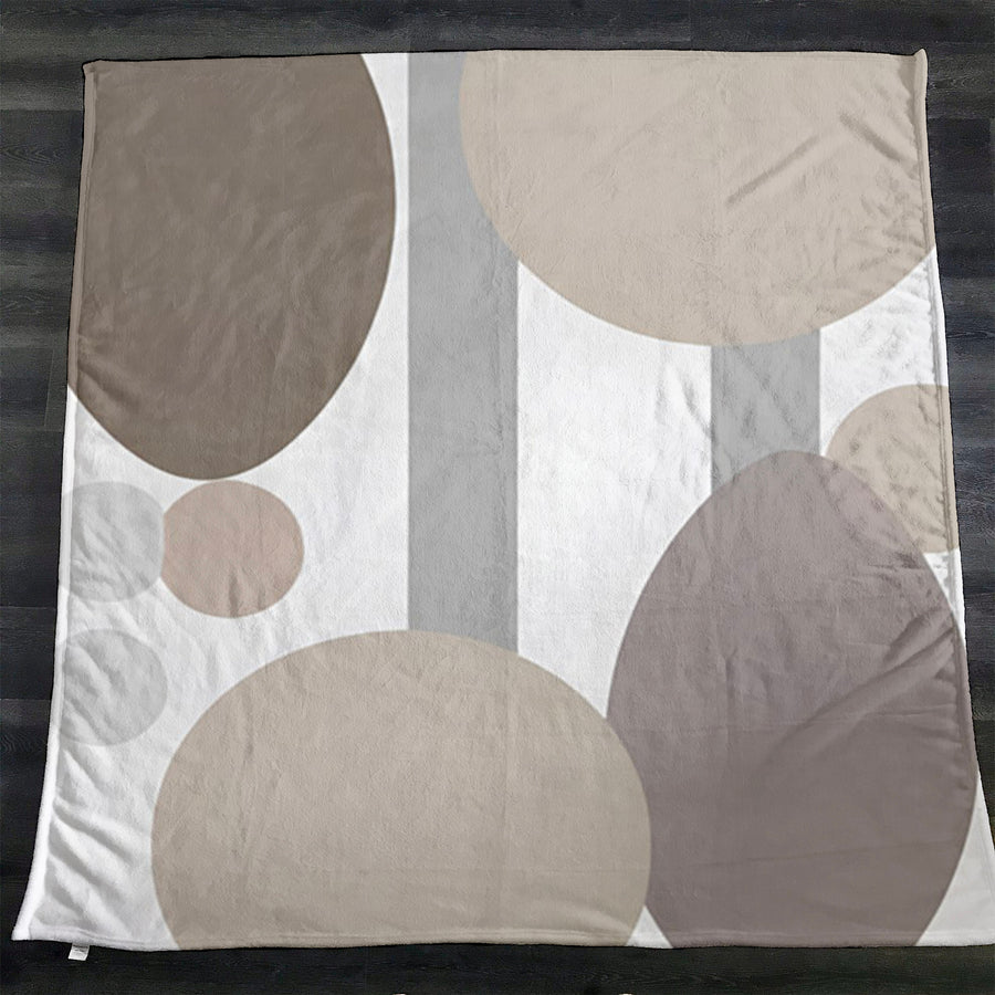 Gray Circle Minimalist Shapes Pattern Fleece Sherpa Blanket