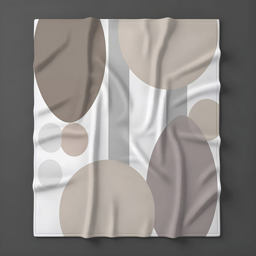 Gray Circle Minimalist Shapes Pattern Fleece Sherpa Blanket