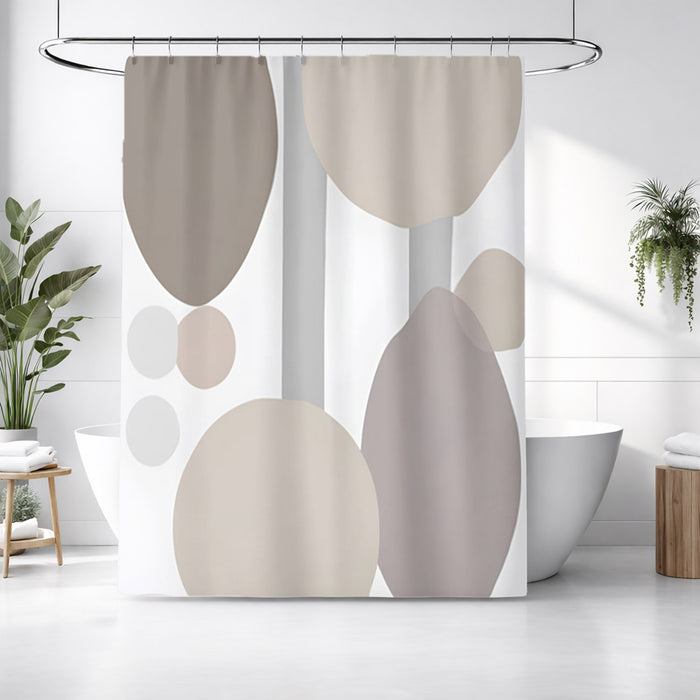 Gray Circle Minimalist Shapes Pattern Shower Curtain