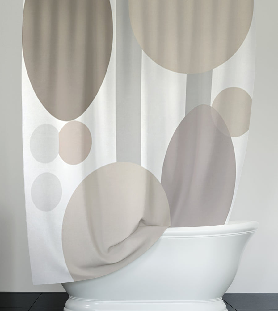 Gray Circle Minimalist Shapes Pattern Shower Curtain