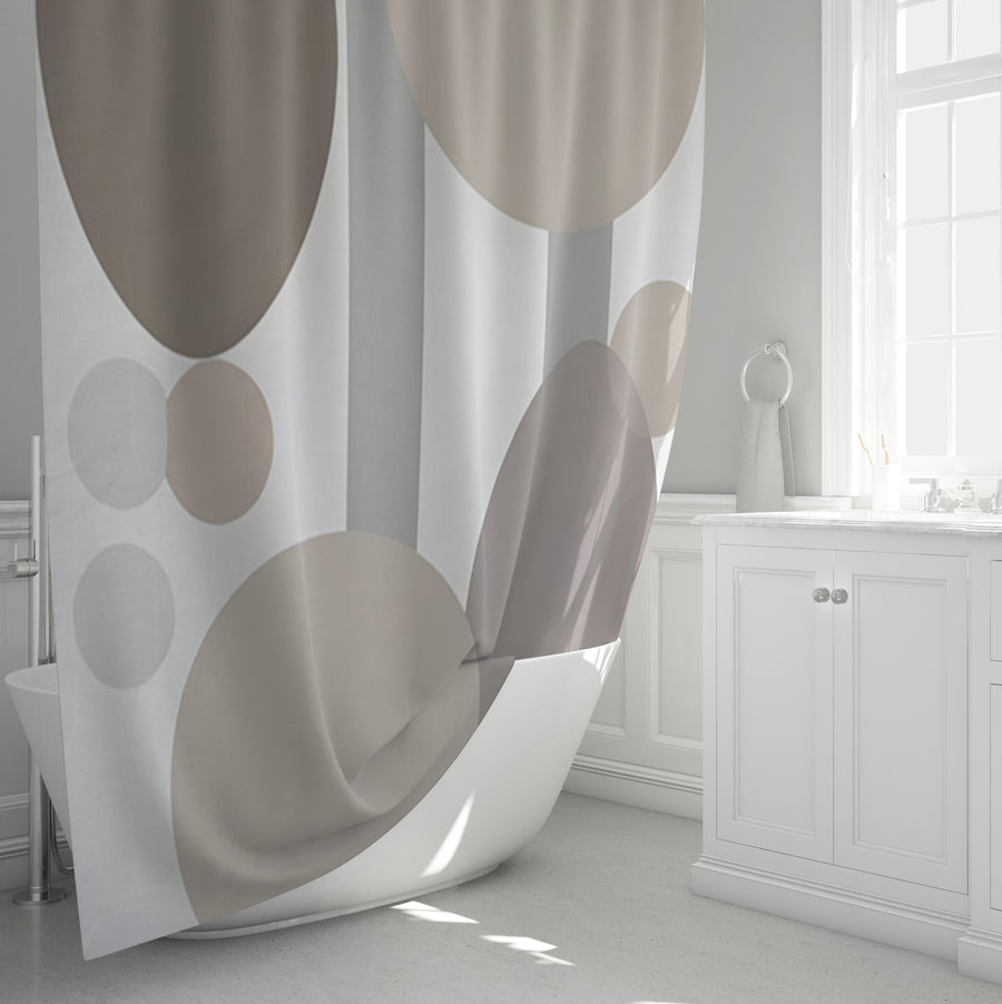 Gray Circle Minimalist Shapes Pattern Shower Curtain