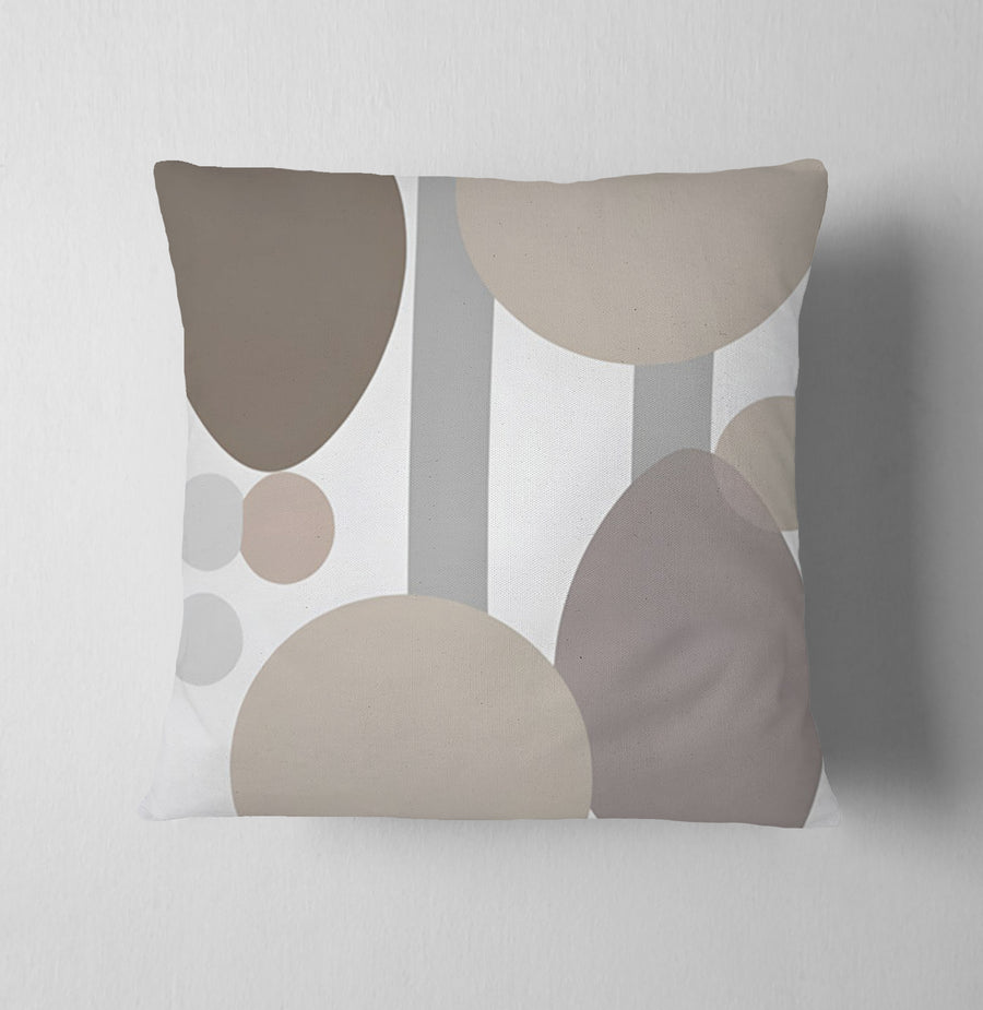Gray Circle Minimalist Shapes Pattern Throw Pillow Cover