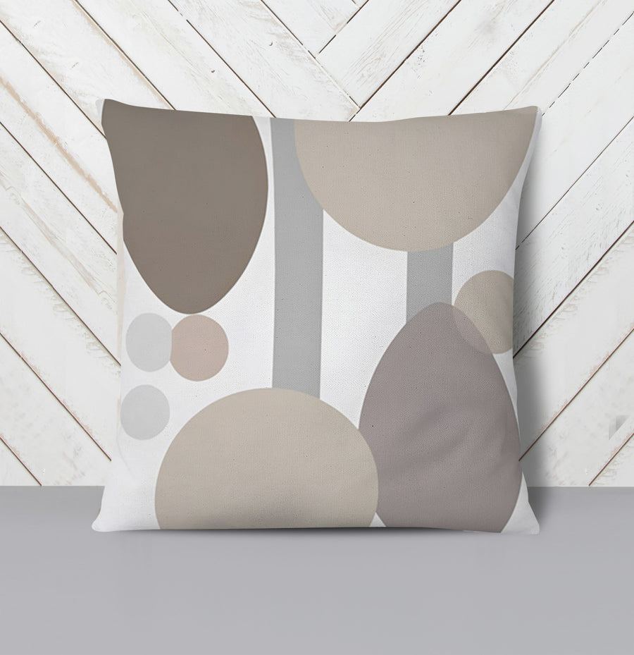 Gray Circle Minimalist Shapes Pattern Throw Pillow Cover