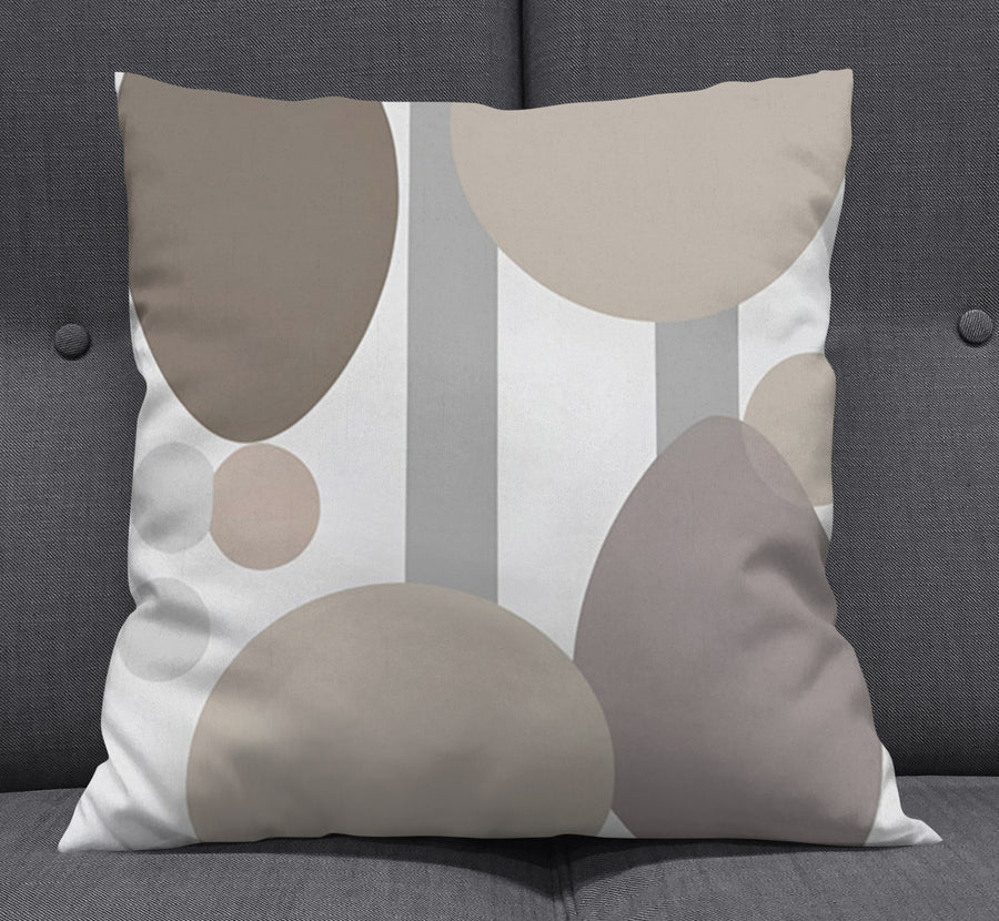 Gray Circle Minimalist Shapes Pattern Throw Pillow Cover