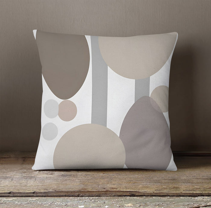 Gray Circle Minimalist Shapes Pattern Throw Pillow Cover