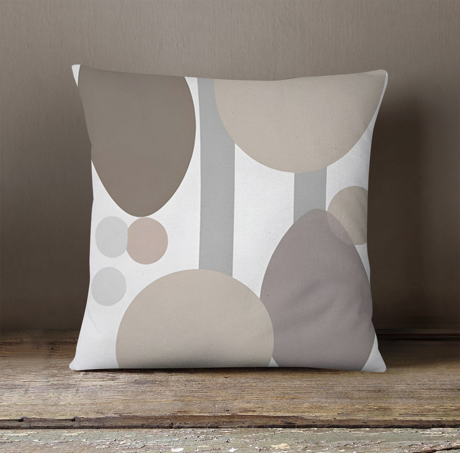 Gray Circle Minimalist Shapes Pattern Throw Pillow Cover