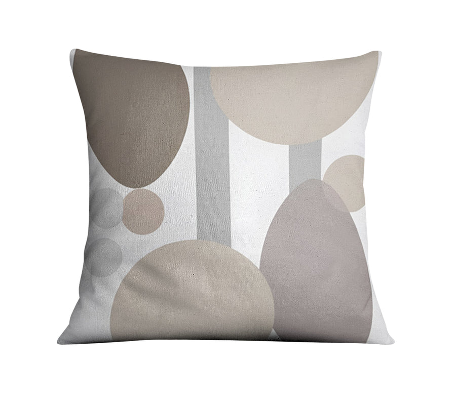 Gray Circle Minimalist Shapes Pattern Throw Pillow Cover