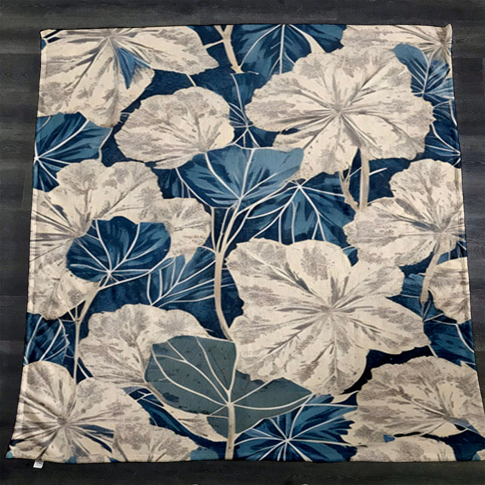 Blue Floral Botanical Pattern Fleece Sherpa Blanket