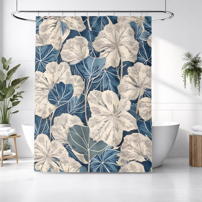 Blue Floral Botanical Pattern Shower Curtain