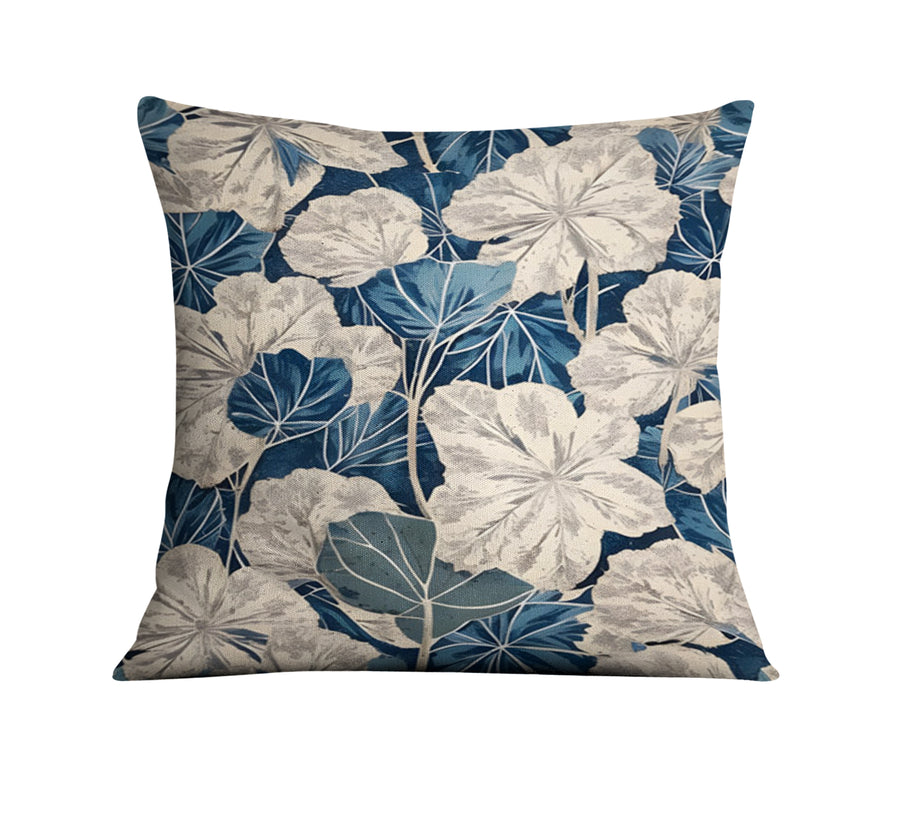 Blue Floral Botanical Pattern Throw Pillow Cover
