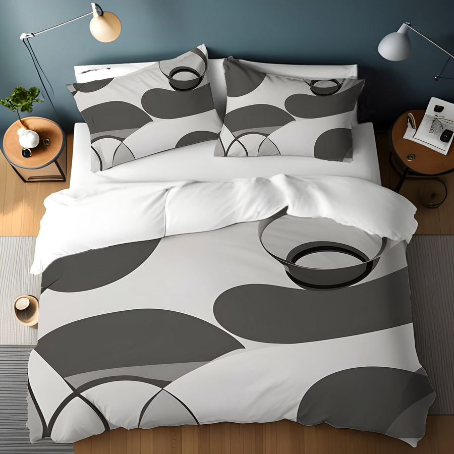 Gray Abstract Organic Line Pattern Duvet Cover