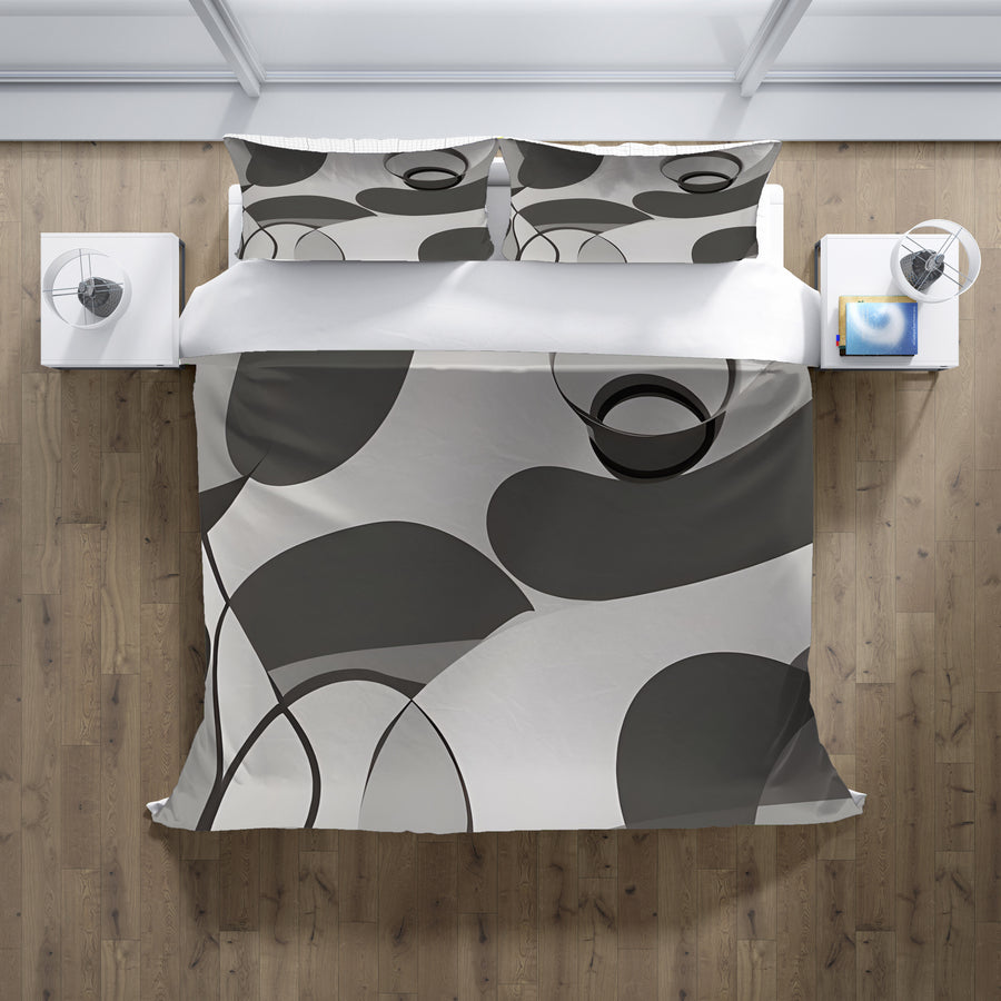 Gray Abstract Organic Line Pattern Duvet Cover