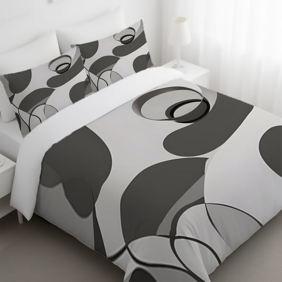 Gray Abstract Organic Line Pattern Duvet Cover
