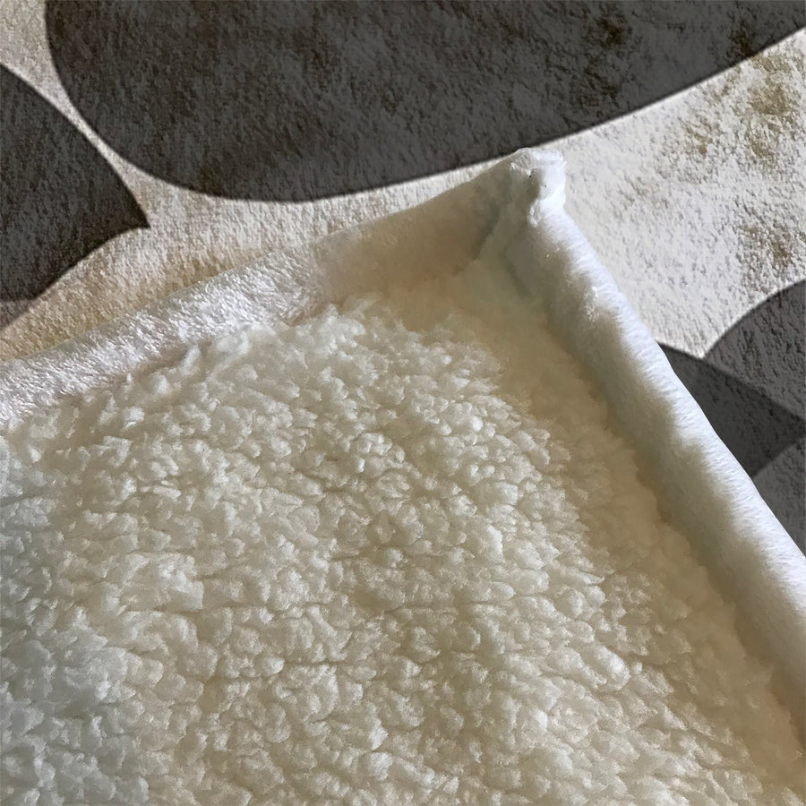 Gray Abstract Organic Line Pattern Fleece Sherpa Blanket