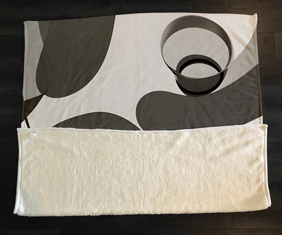 Gray Abstract Organic Line Pattern Fleece Sherpa Blanket