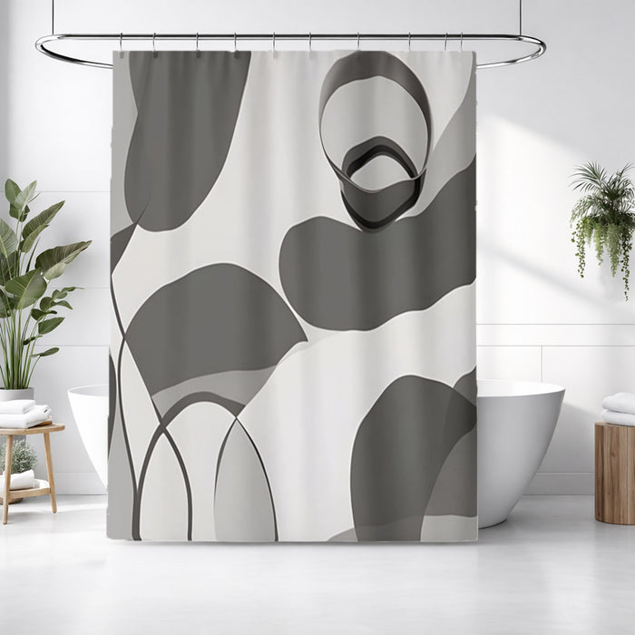 Gray Abstract Organic Line Pattern Shower Curtain