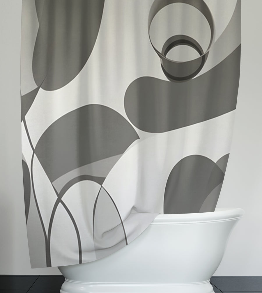 Gray Abstract Organic Line Pattern Shower Curtain
