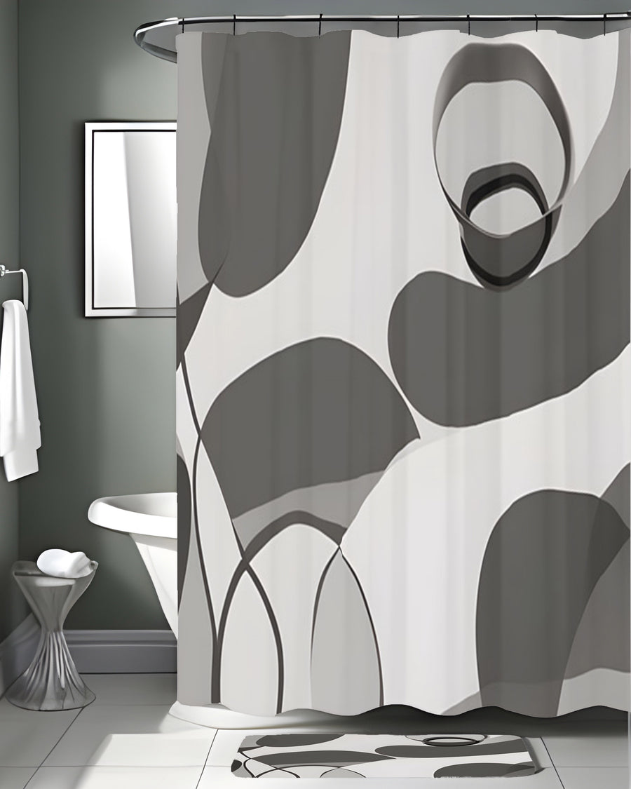Gray Abstract Organic Line Pattern Shower Curtain