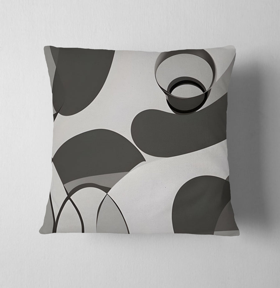 Gray Abstract Organic Line Pattern Throw Pillow Cover