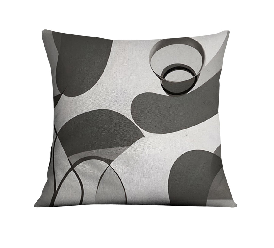 Gray Abstract Organic Line Pattern Throw Pillow Cover