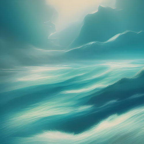 Teal Ocean Mist Landscape Artwork