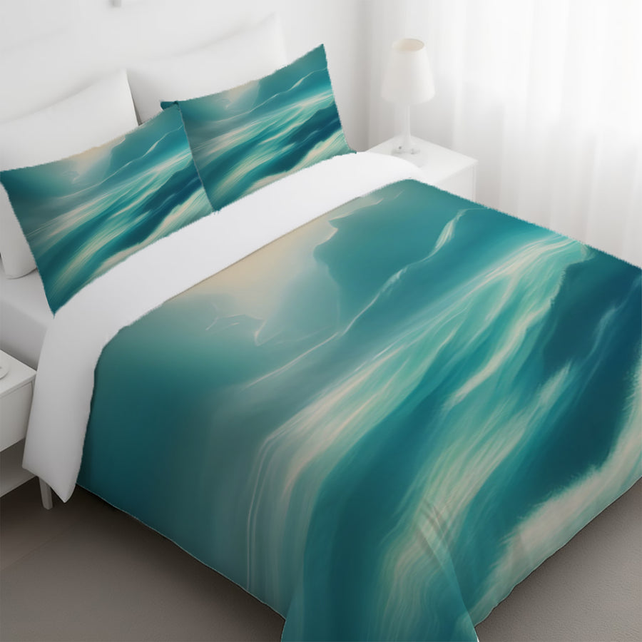 Teal Ocean Mist Landscape Artwork Duvet Cover
